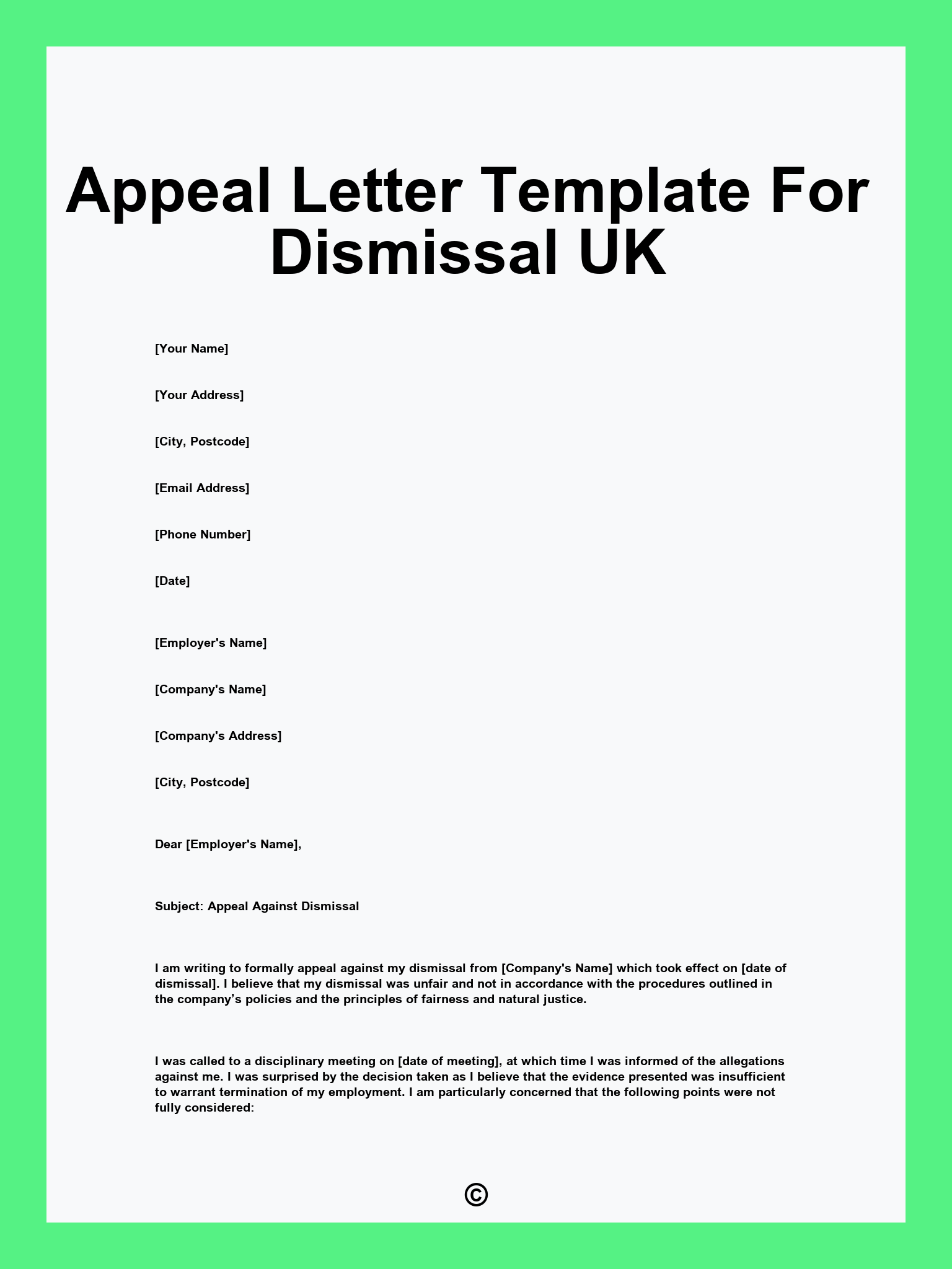 Appeal Letter Template For Dismissal UK