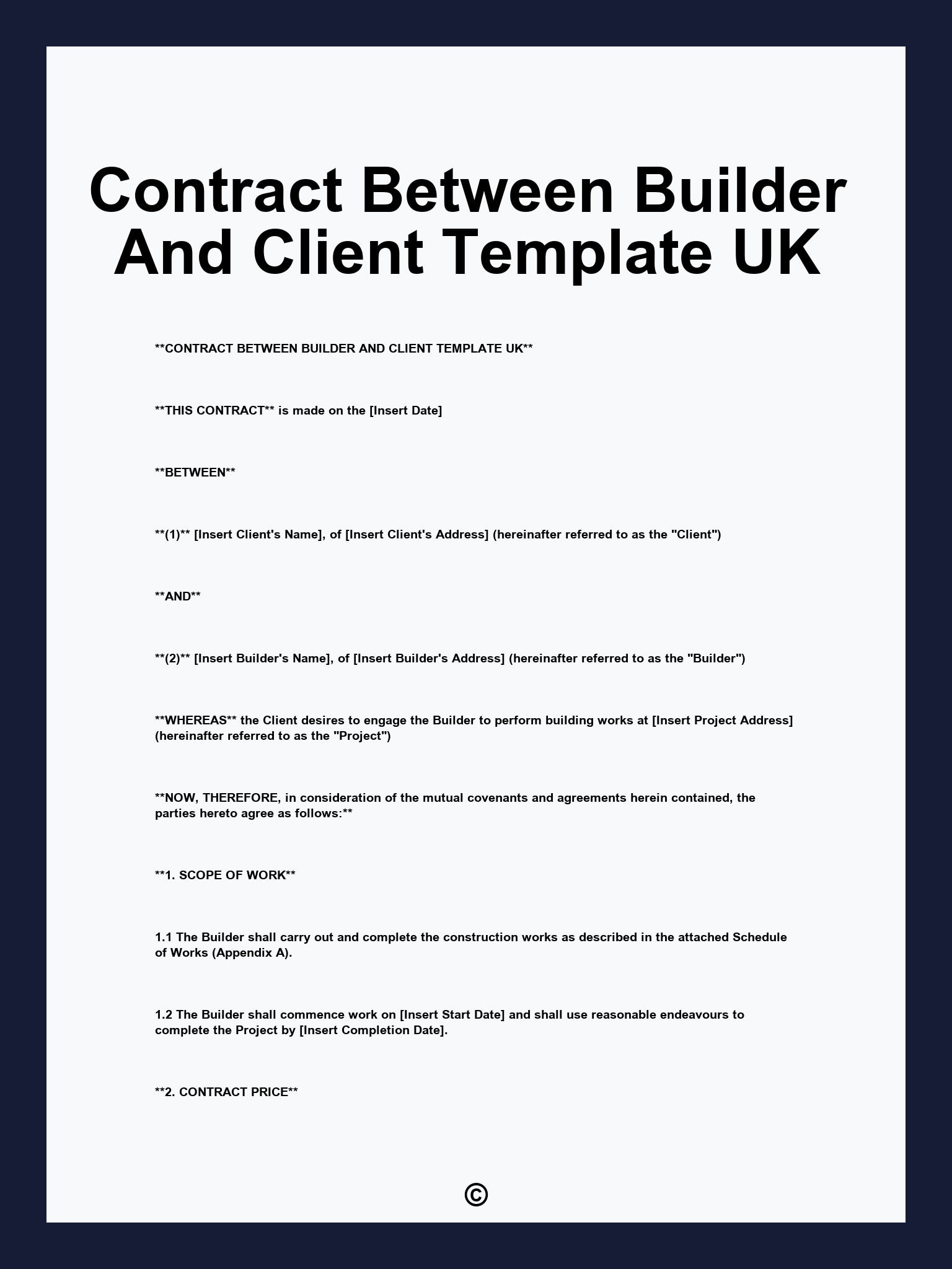 Contract Between Builder And Client Template UK