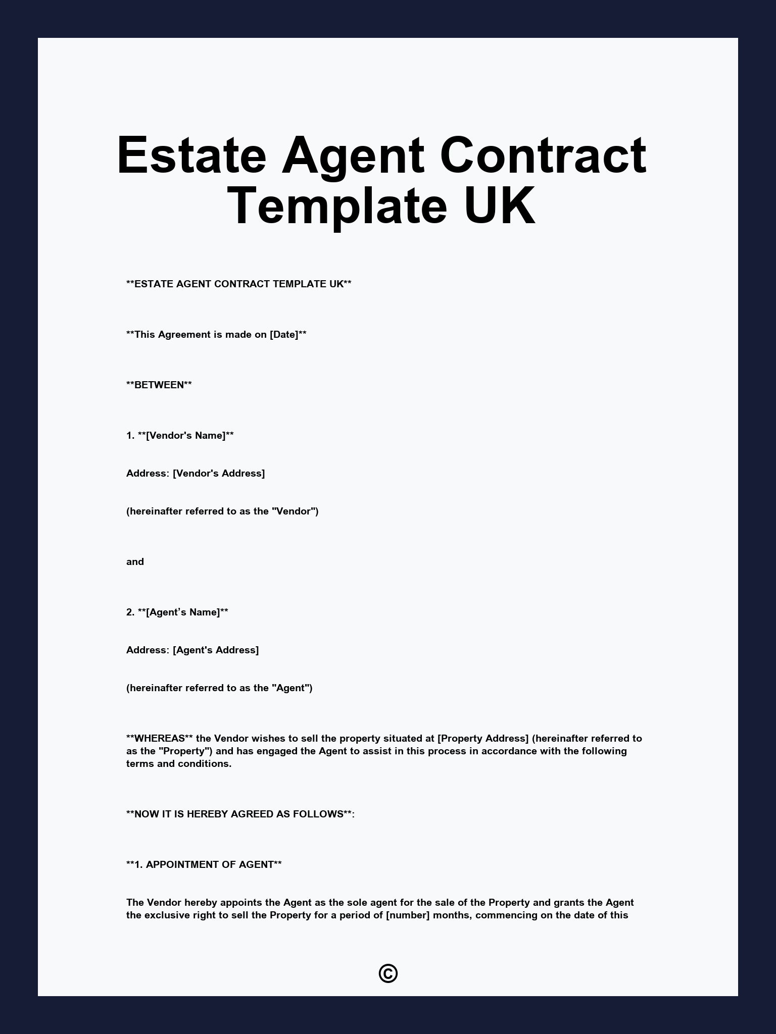 Estate Agent Contract Template UK