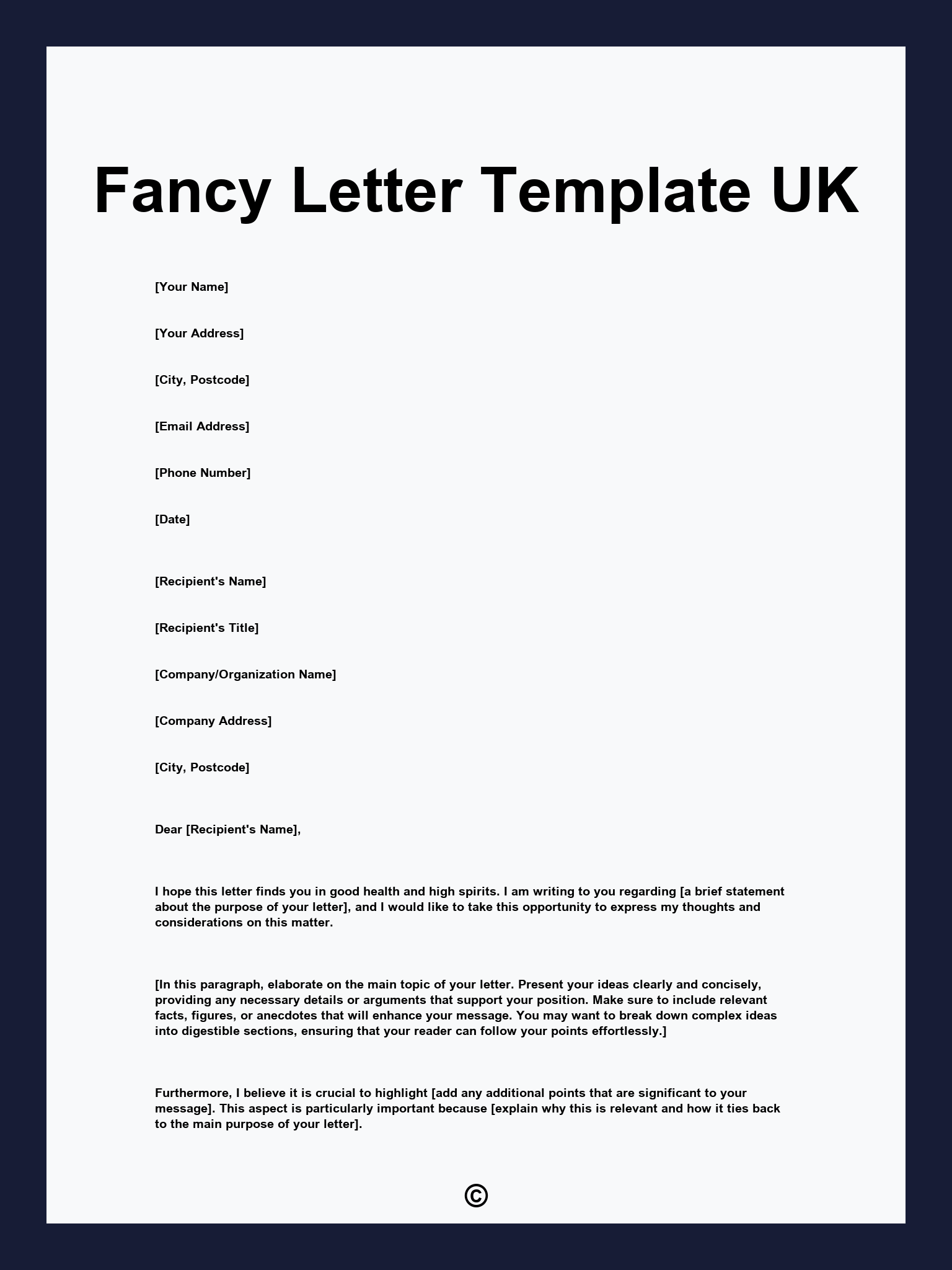 Fancy Letter Template UK