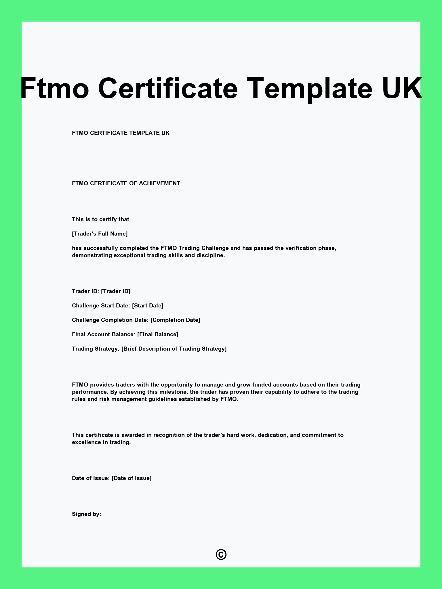 Ftmo Certificate Template UK