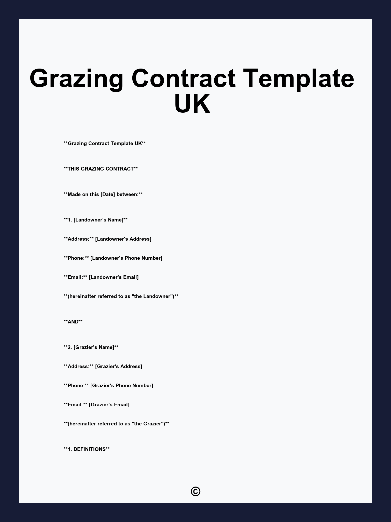 Grazing Contract Template UK