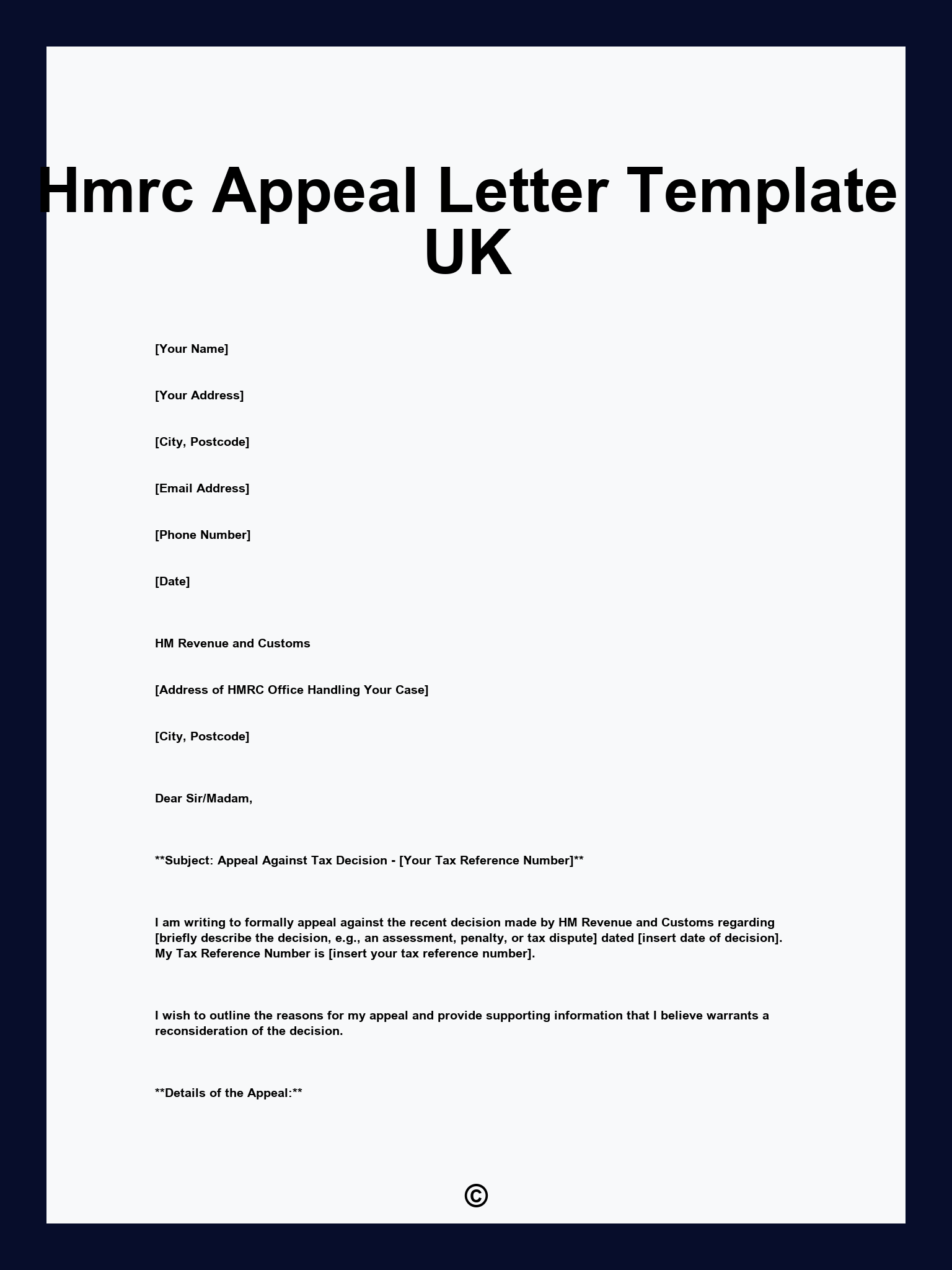 Hmrc Appeal Letter Template UK