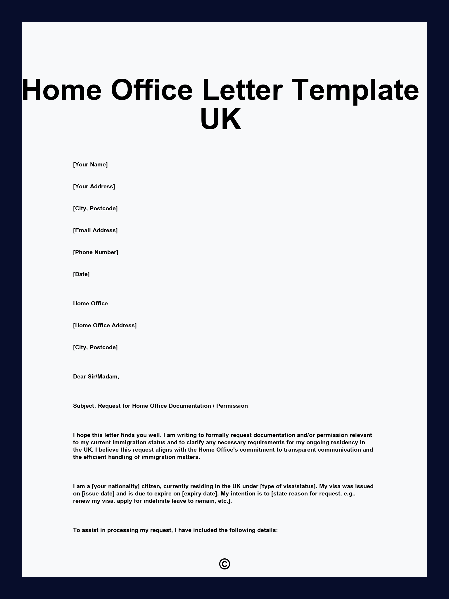 Home Office Letter Template UK