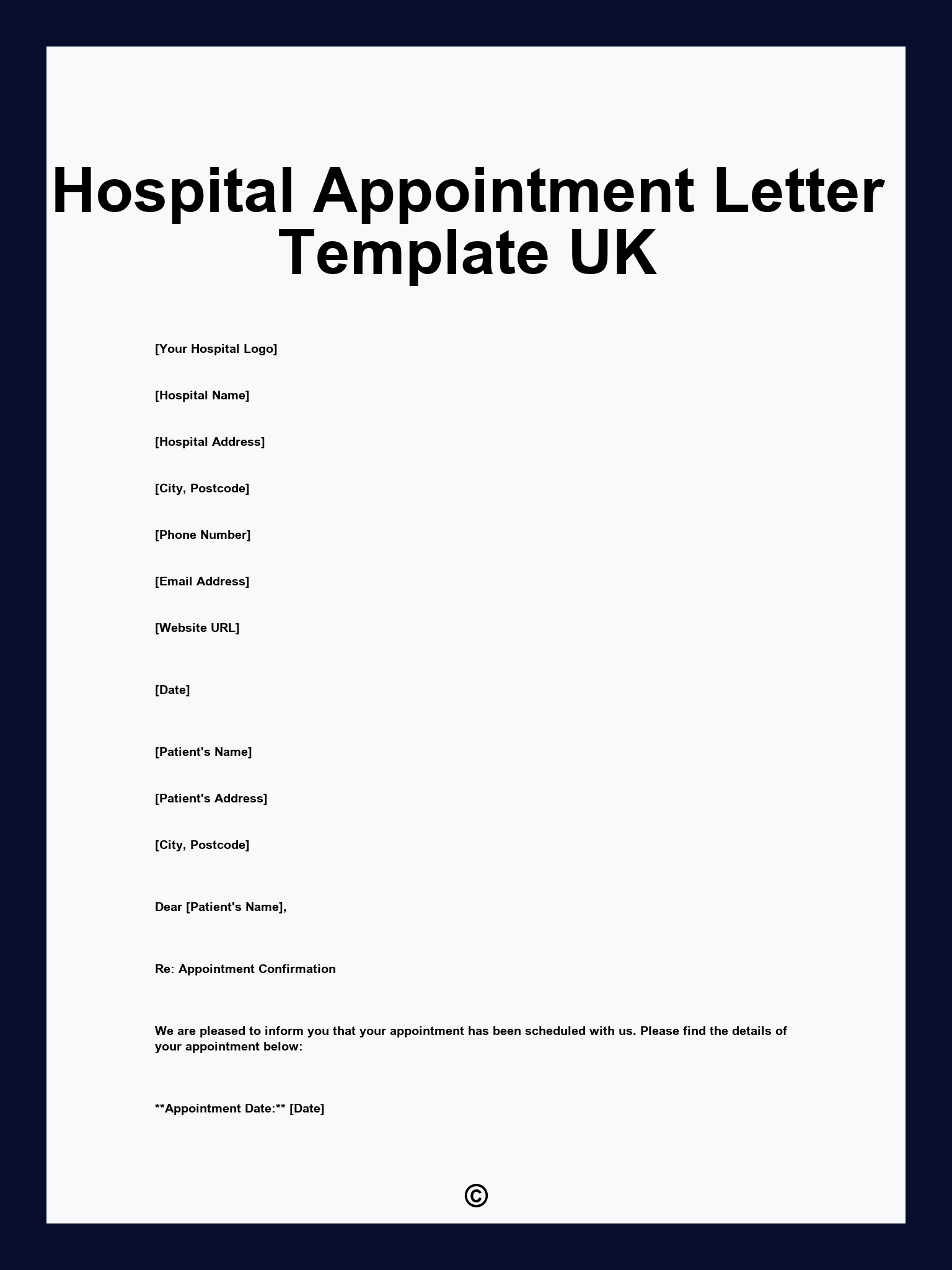 Hospital Appointment Letter Template UK