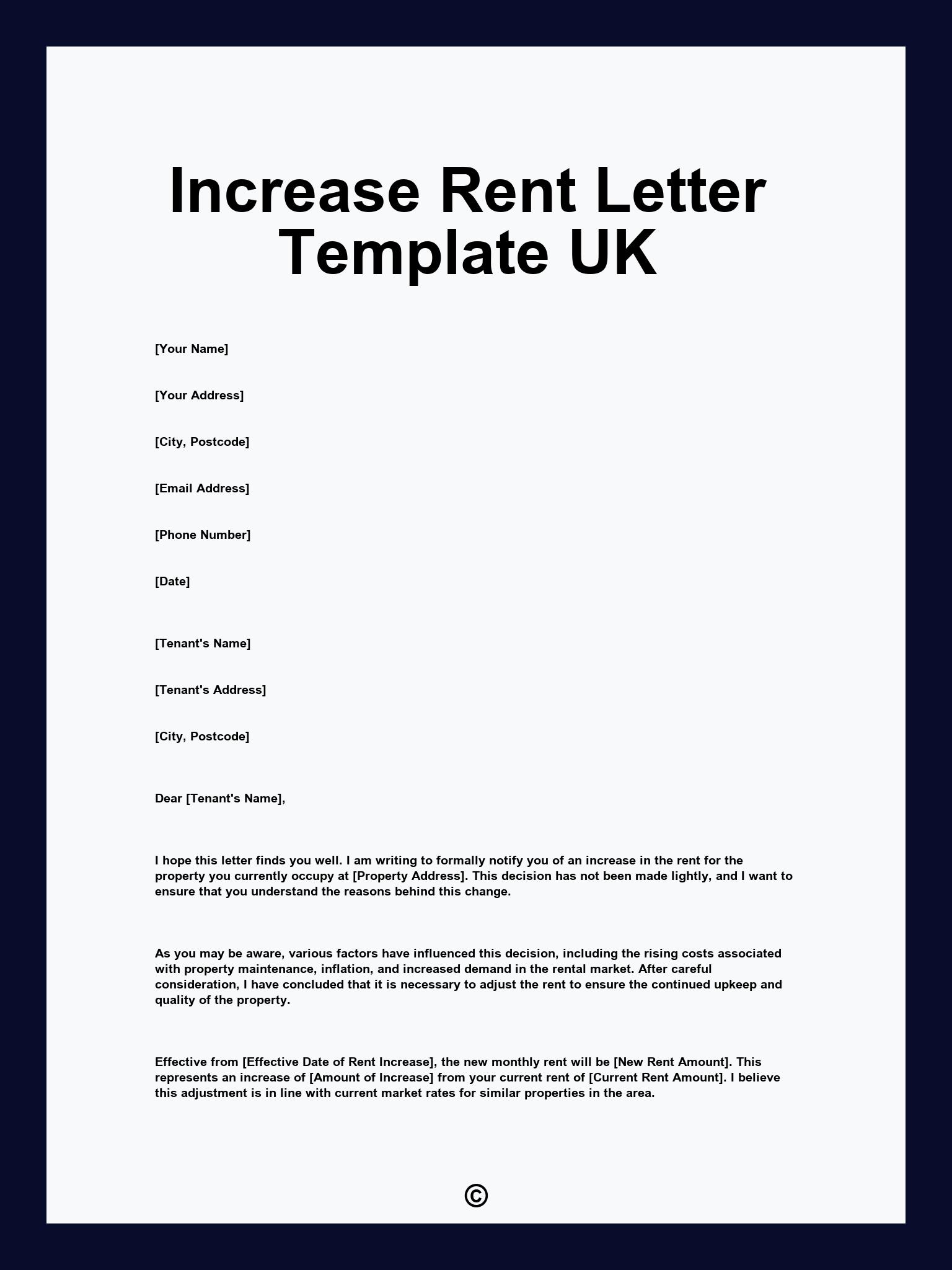 Increase Rent Letter Template UK