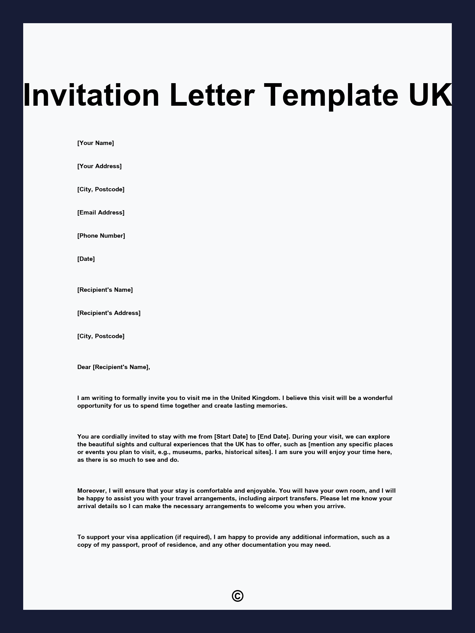 Invitation Letter Template UK