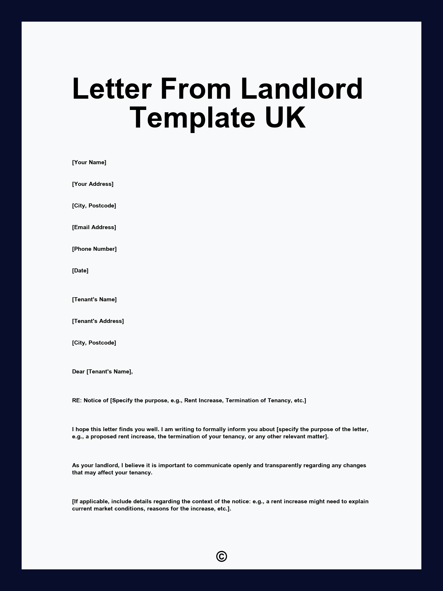 Letter From Landlord Template UK