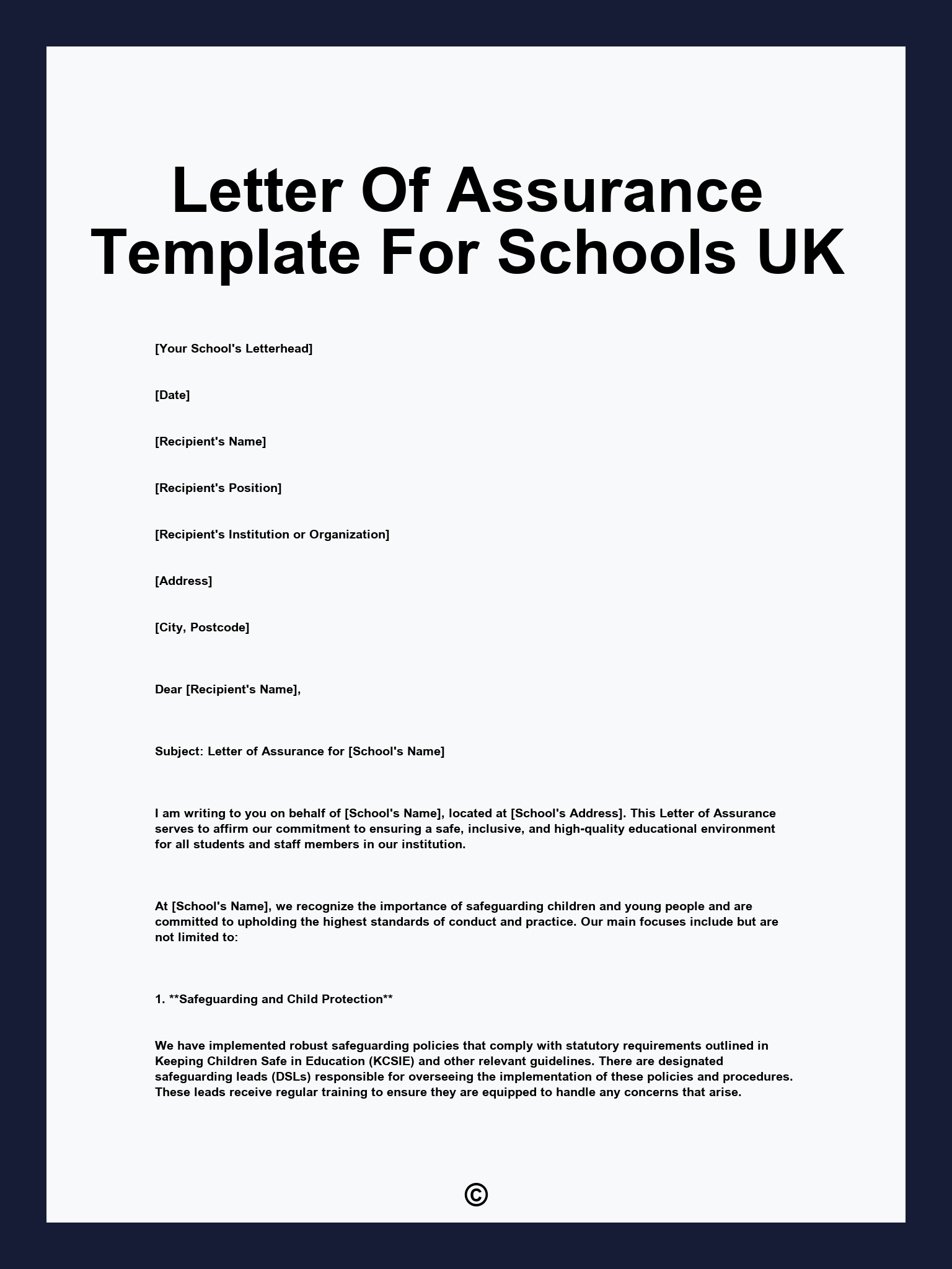 Letter Of Assurance Template For Schools UK