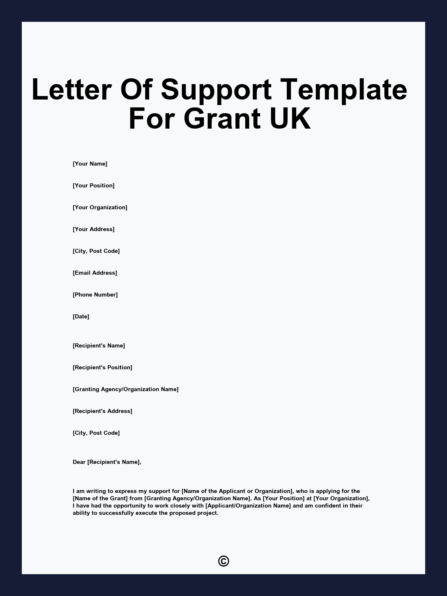 Letter Of Support Template For Grant UK