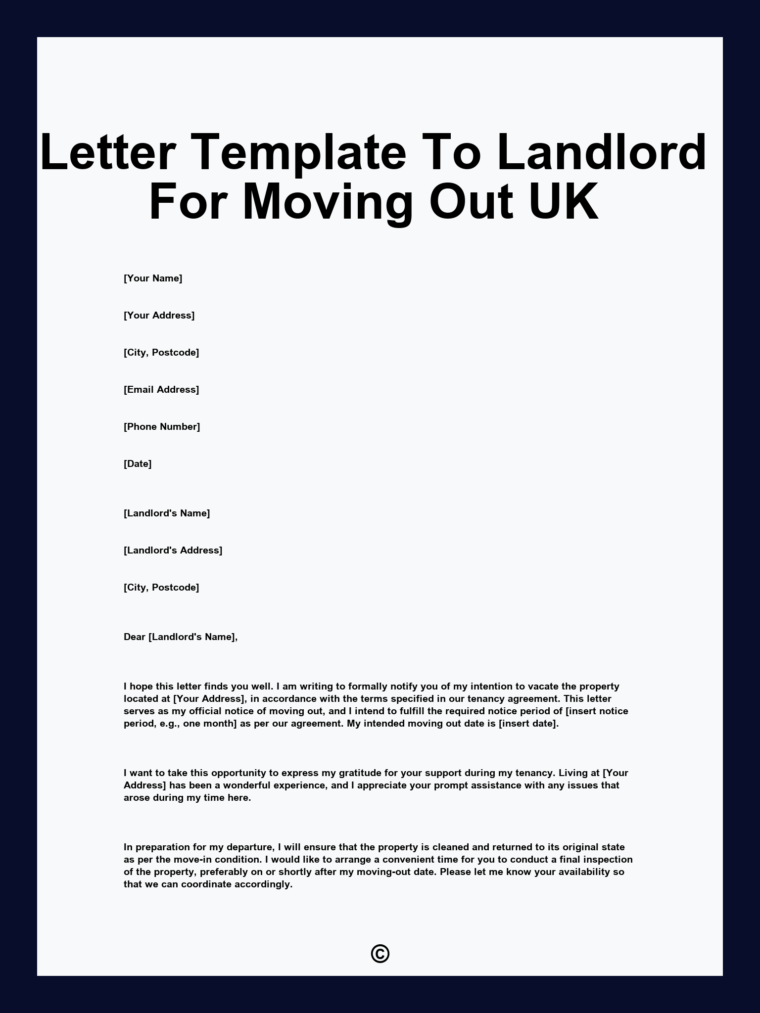 Letter Template To Landlord For Moving Out UK