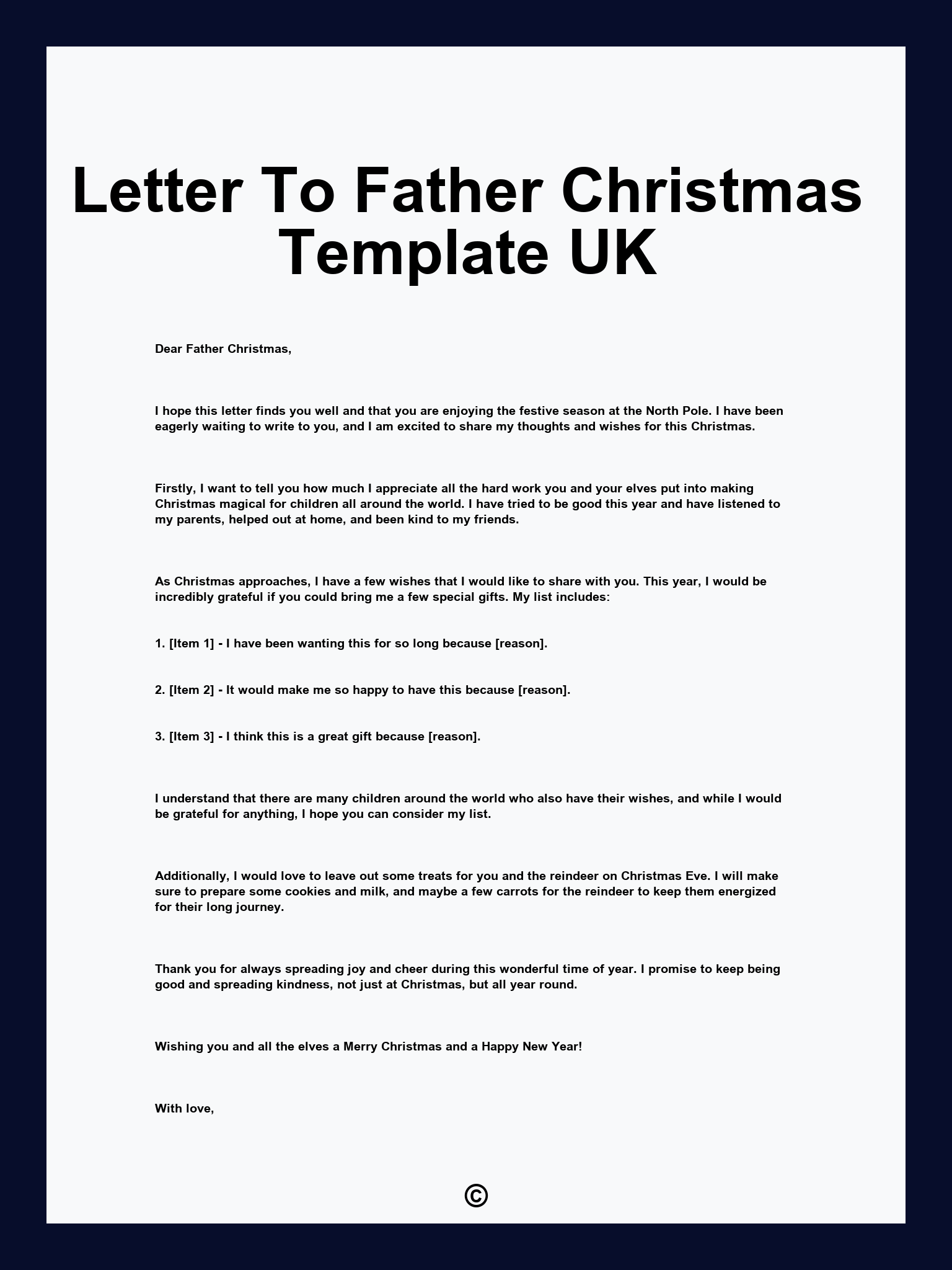 Letter To Father Christmas Template UK