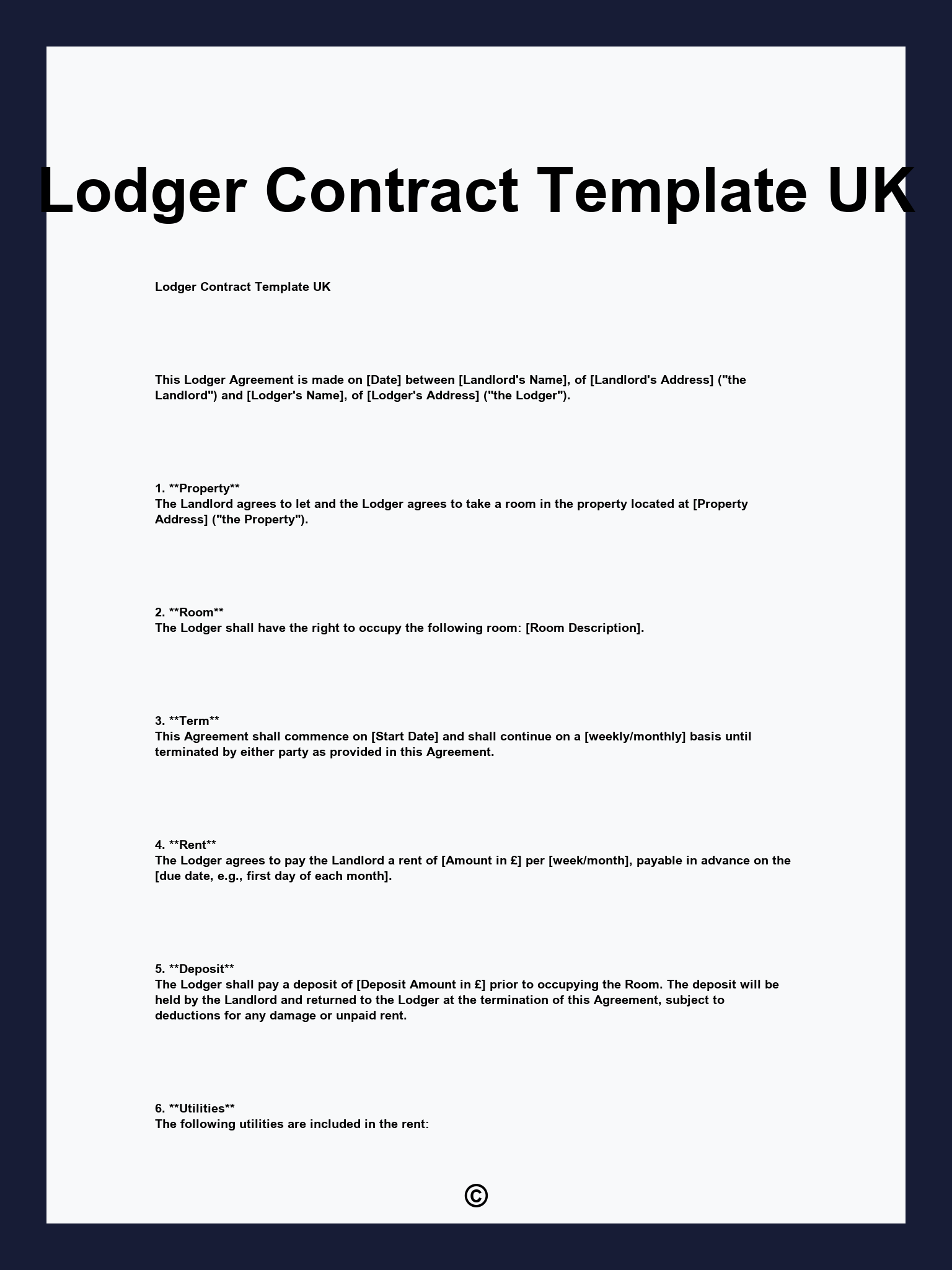 Lodger Contract Template UK