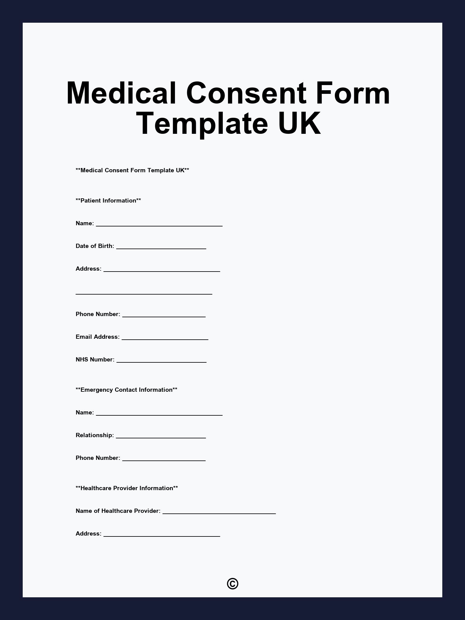 Medical Consent Form Template UK
