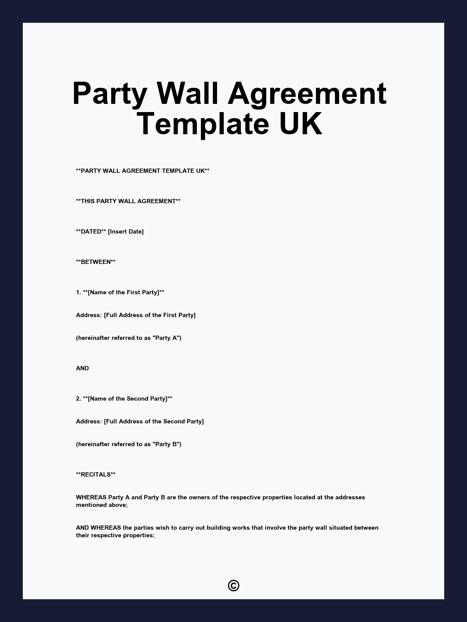 Party Wall Agreement Template UK