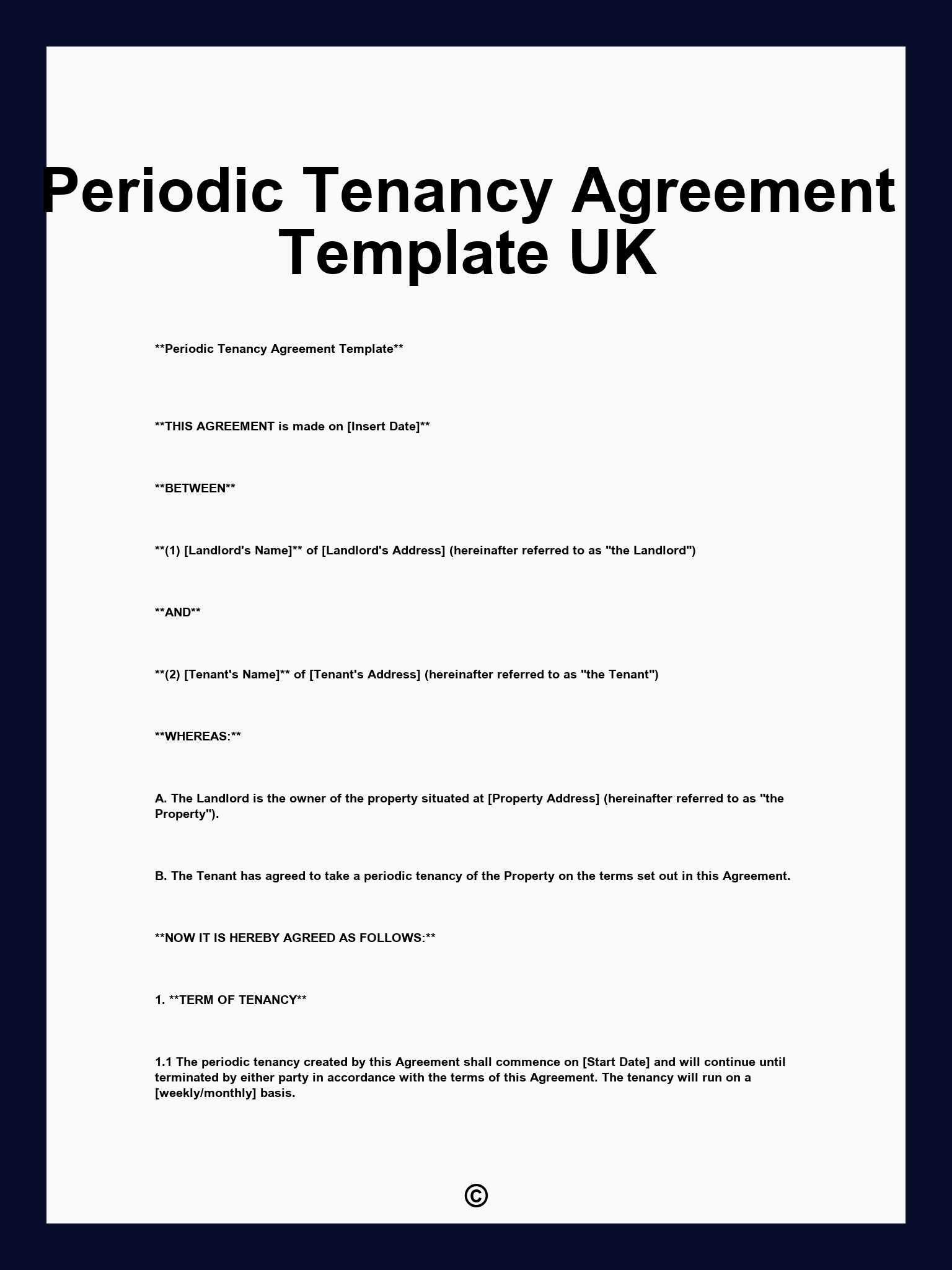 Periodic Tenancy Agreement Template UK