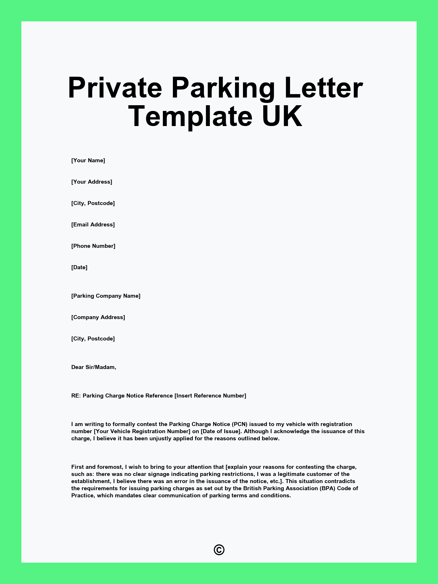 Private Parking Letter Template UK