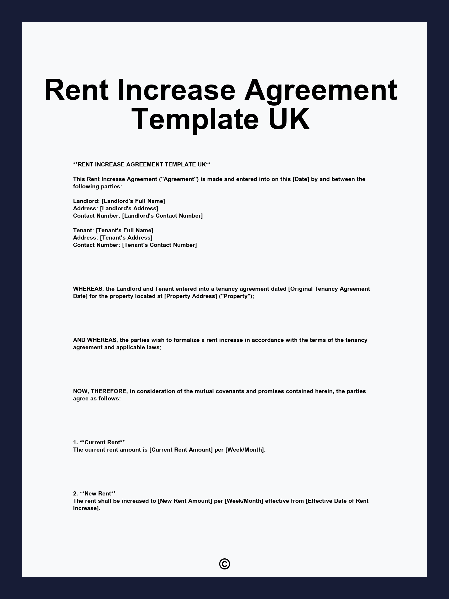 Rent Increase Agreement Template UK