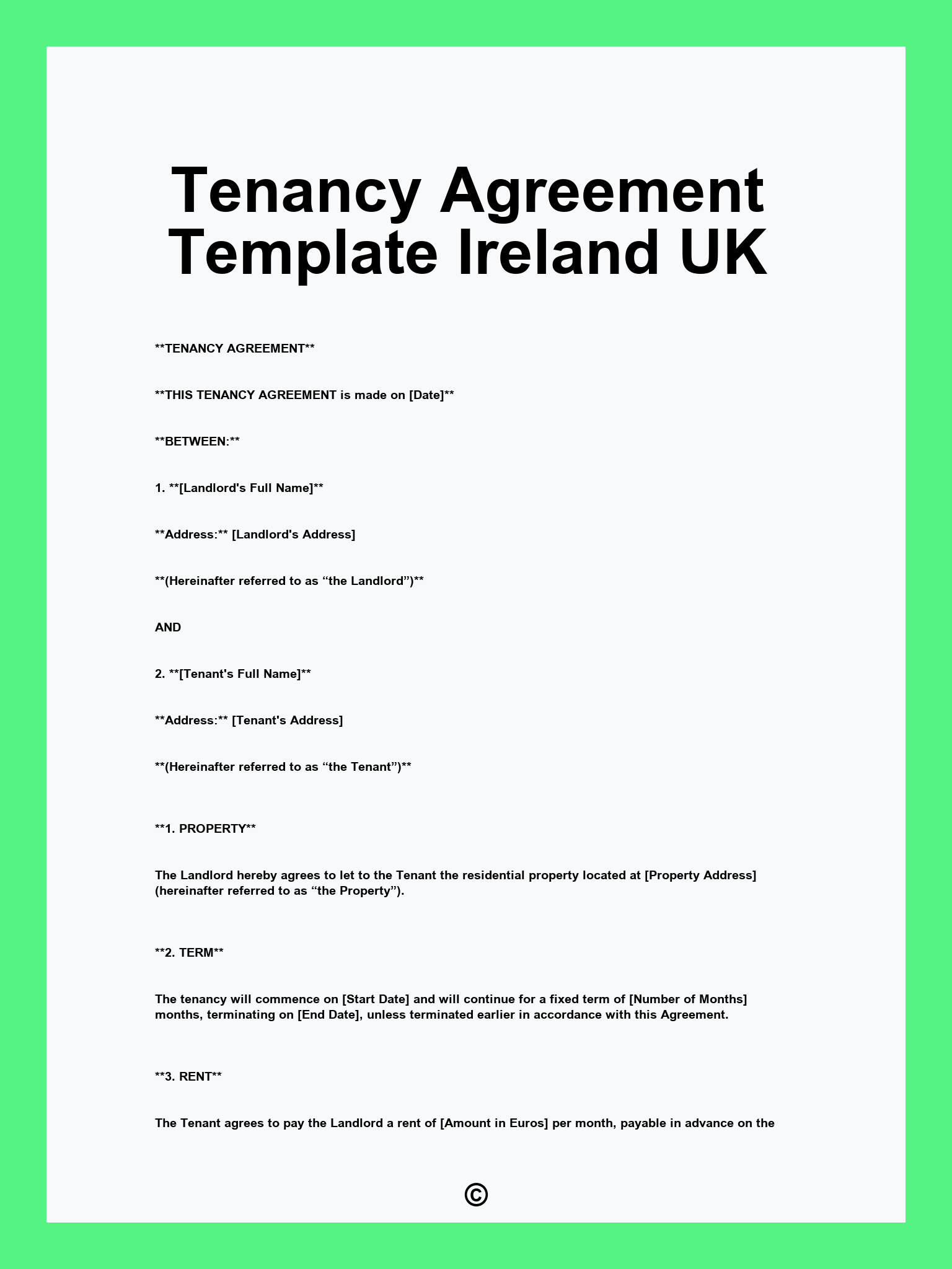 Tenancy Agreement Template Ireland UK