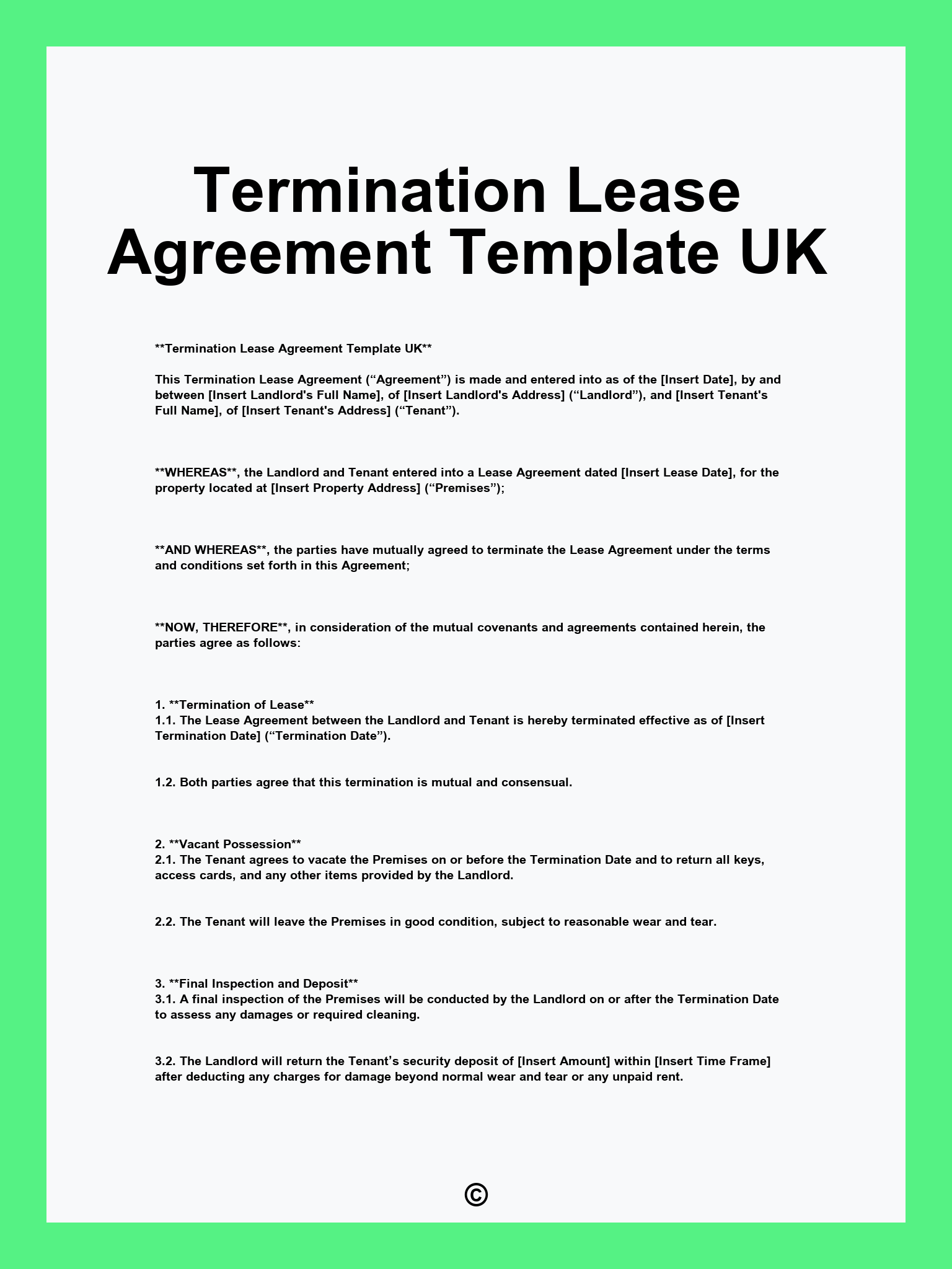 Termination Lease Agreement Template UK