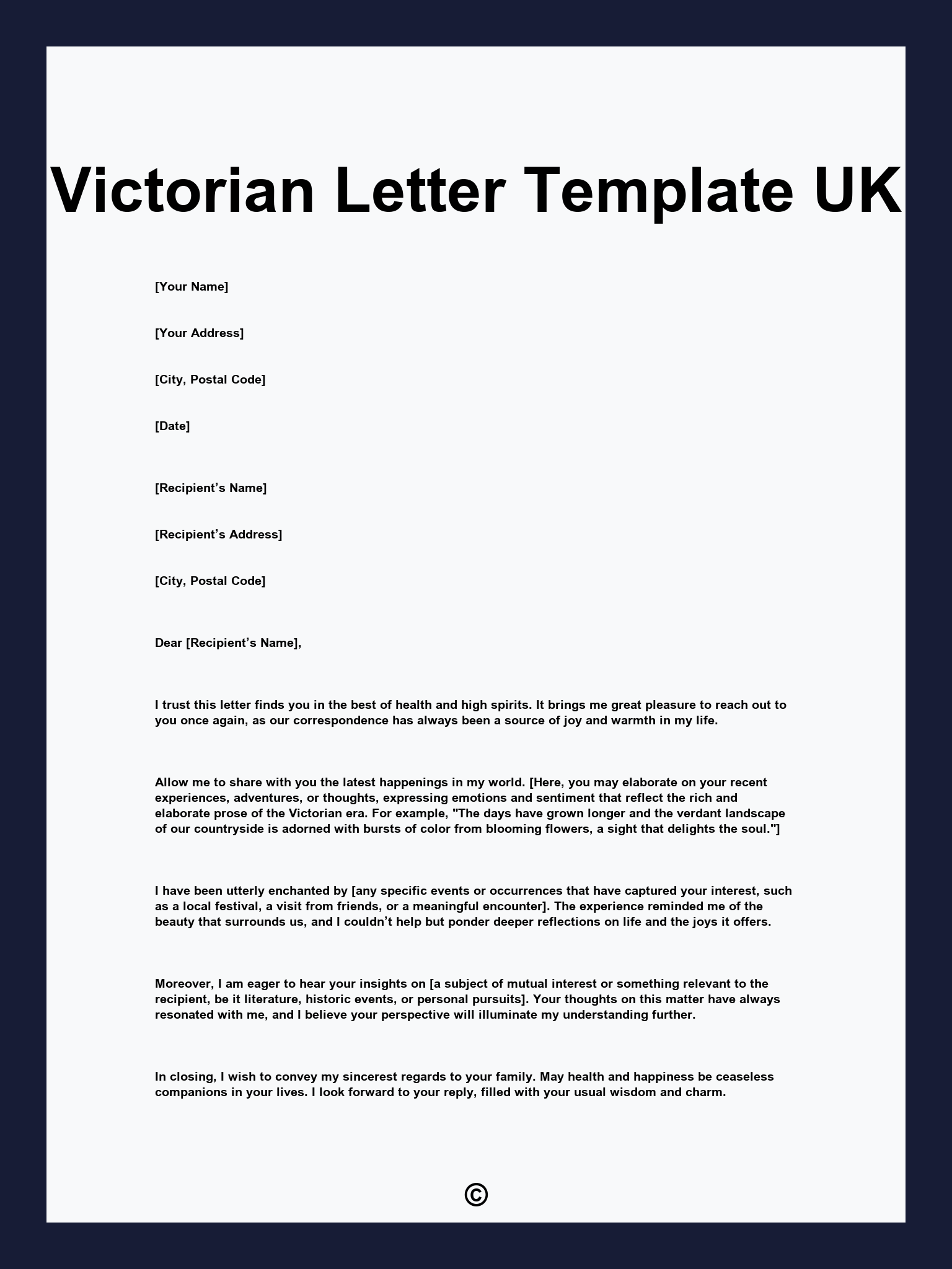 Victorian Letter Template UK